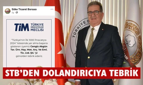 Söke Ticaret Borsası’ndan ödül gibi tebrik
